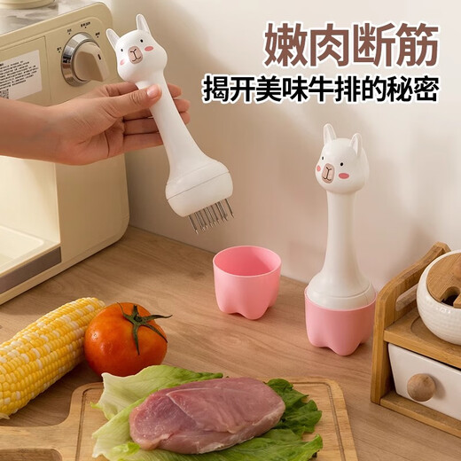 1卡通羊驼松肉针家用款断筋嫩肉针猪扒鸡排敲肉锤不锈钢牛排扎孔器 卡通羊驼松肉针【1个装】快速松肉