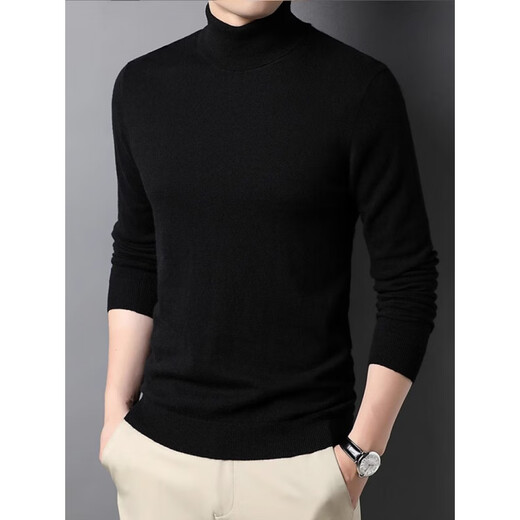 NOSSKISS printemps, automne et hiver Couleur de col roulé à col roulé Men de cardigan 100 pull pur de style coréen à la mode intérieure en tricot de base Black 2xl 185 (adapté à 165-180jin [Jin est égal à 0,5 kg]