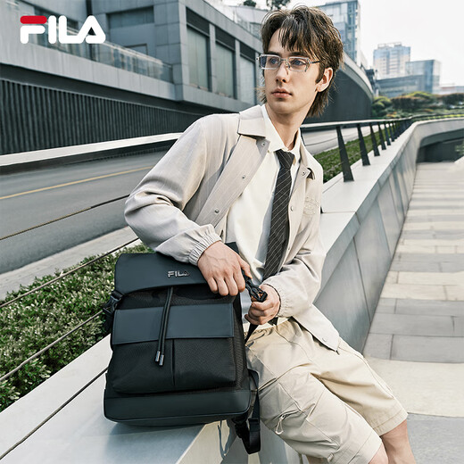 Fila Offizieller Herren -Rucksack 2025 Sommer Neue Mode Casual Flip Rucksack Mehrfachschule, schwarz - Bk XS