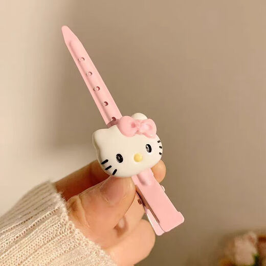 Cute Pink Kitty Hairpin Women's Seamless One-Line Positioning Clip Bangs Side Clip Side Hairpin Cosmetic Clip Headwear One-Line Clip Pink + Off-White 1 Each