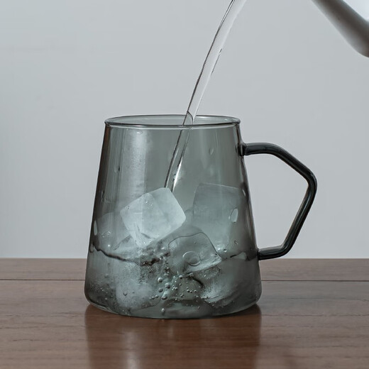 Yi Cup Glass Cup Set with Handle High Temperature Resistance Simple Water Cup Set Green Tea Cup Office Home Use Ash Snow Mountain