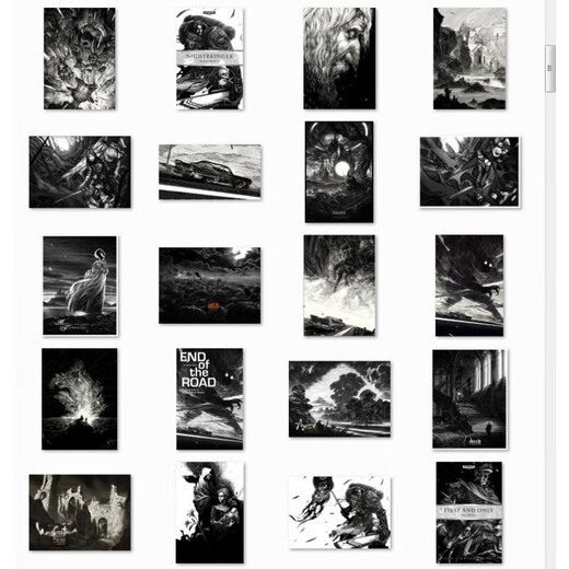 [1422] Artista de ilustración Nico Deort Pen en blanco y negro Ilustración Imágenes Pinturas decorativas 200 Fotos