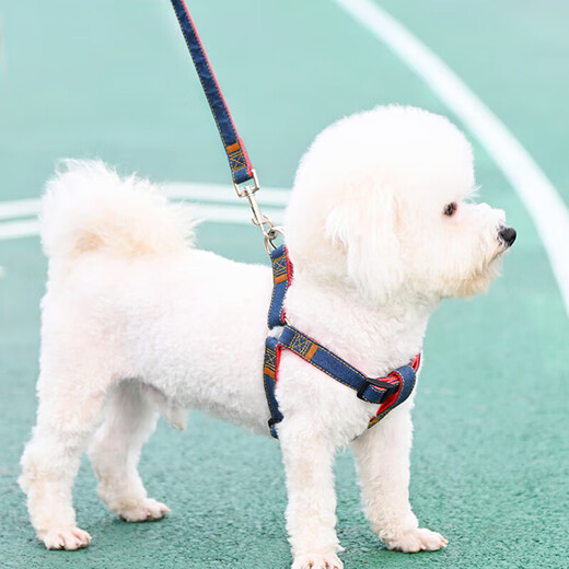 Dipur dog leash dog leash dog leash Teddy dog leash small dog leash dog walking rope pet supplies collar denim rope M recommended 10-20 Jin Jin equals 0.5 kg