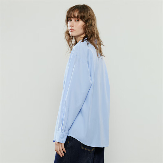 Chuyu Shirt Women's 2025 Autumn New Creative Small Embroidery Fresh European Style Inner Shirt Casual Top Haiyun Blue M