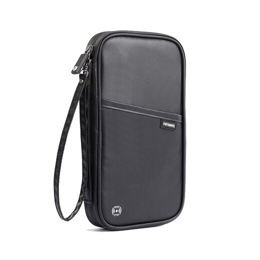 恩宝乐护照包防盗刷旅行便携多功能rfid护照夹旅游出国留学生收纳证件包 黑色