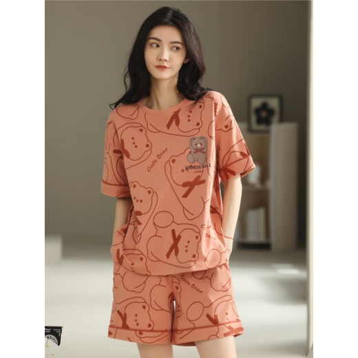 北极绒（Bejirog）2025年新款睡衣女夏季纯棉短袖短裤卡通甜美女生家居服套装 968 9855 M 【建议80-100斤穿】