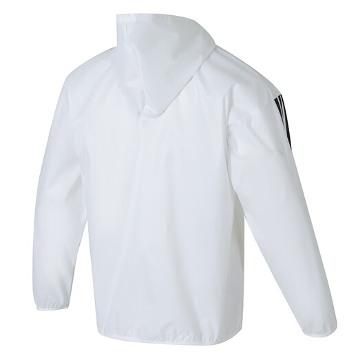 阿迪达斯（adidas）2025春季新款三条纹防风衣男连帽夹克运动服外套白色 JF3682 3XL
