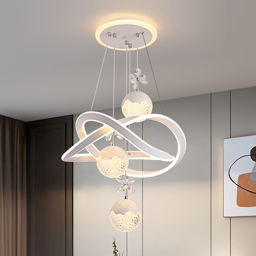 Leshi (NVC) Restaurant Chandelier Modern Simple Dining Room Dining Table Lamp Bar Internet Celebrity Bedroom Chandelier Adjustable New Zhongshan Lamp 12099Y White 50cm Diameter--Three Colors No Polar