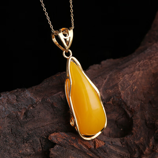 DL 1998 Fat Donglai same style pendant beeswax natural l 2025 new trendy silver inlaid blood amber necklace lock No. 1 box chain