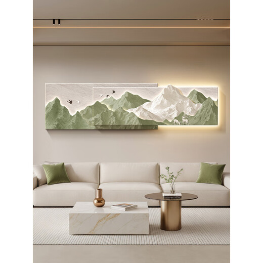 温诗欧背有靠山客厅装饰画轻奢沙发背景墙挂画2025新款立体山水壁画 A背有靠山 15042CM 普通款砂岩画【不发光】