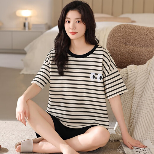 Lisa Beier Pyjamas de grande taille pour femmes 200 Jin [Jin est égal à 0,5 kg] Pyjamas Suit en vrac Shorts gros sœur Extra Large Taille Pullover Women's Home Clothes A3519 Shorts Suit M 80-95 Jin [Jin est égal à 0,5 kg]