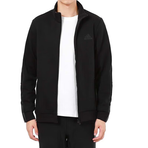 阿迪达斯 （adidas）官方舰店男装夹克 新款运动服跑步健身训练休闲时尚夹克外套 H12217/黑色-修身款/双面针织 S