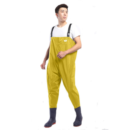 Tongrubi waders, half-length rain pants, waterproof men's electric fishing rain boots, one-piece full-body fishing leather fork clothes plus black classic 75 silk 41