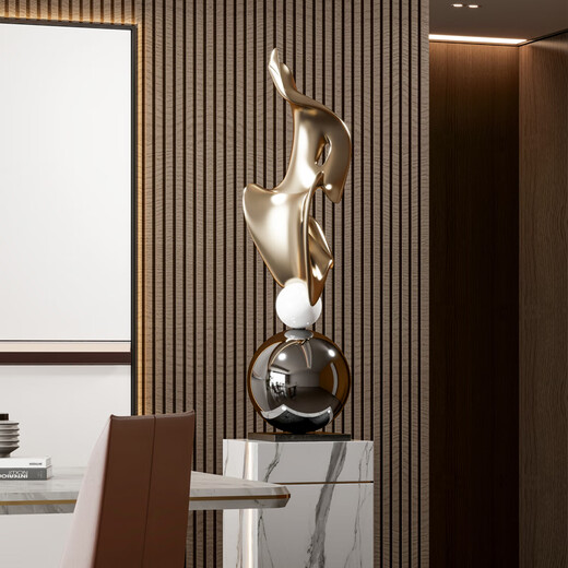 Youju Electroplating Art Sculpture Modern Living Room Floor Standing Ornament Next to TV Cabinet Hotel Club Opening Large Ornament Decoration Art Sculpture (Golden Electroplating Model)