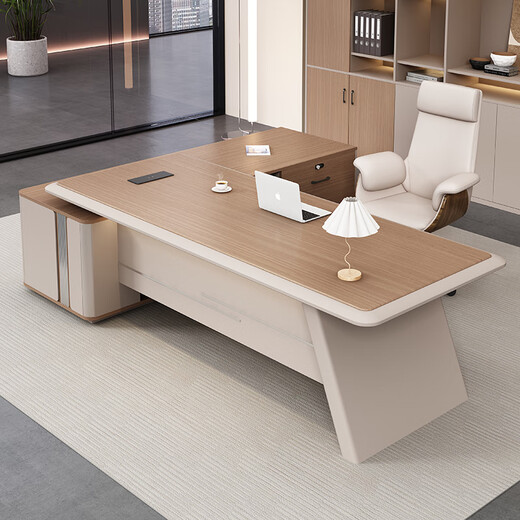 Shusheng high-end light luxury boss desk modern simple office chairman president executive desk manager desk and chair combination 1.8m*0.8m boss desk (comes with multi-function cable box + light strip)