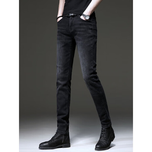 
Tommy Heelly high-end brand black jeans men's 2025 summer new Korean version trend retro small foot stretch pants men 1048 black 28 [two feet one]
