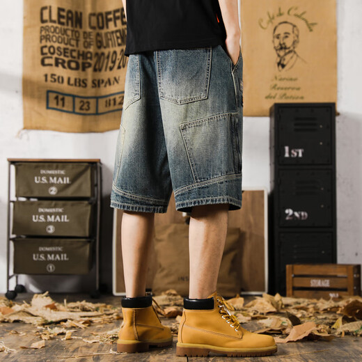 
JEEP SPIRIT high-end American casual loose retro multi-pocket denim shorts men's 5-minute summer thin cool-sensing five-quarter pants 9926 blue 29 suitable for 105-115Jin [Jin equals 0.5 kg]