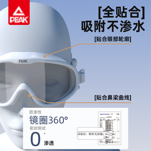 Peak swimming goggles for myopic adults with large frame high-definition swimming goggles and swimming cap set for men and women, anti-fog and waterproof swimming equipment, electroplated black 350 degrees