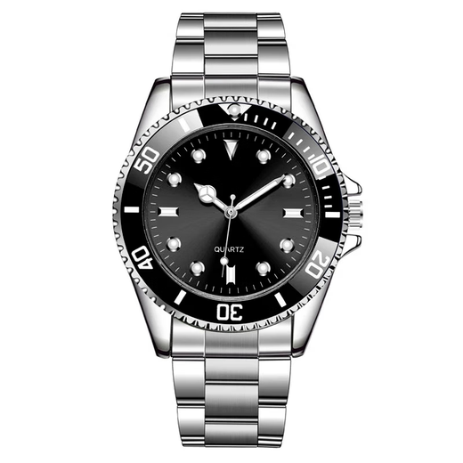 New watch men's quartz trendy business steel band watch domineering black water ghost