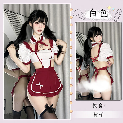 Lustige und rein rote Maid Cos sexy Leidenschaft frei von flirtenden kleinen Brüsten Neujahr Uniform rot + 5009 Schwarze Eingröße