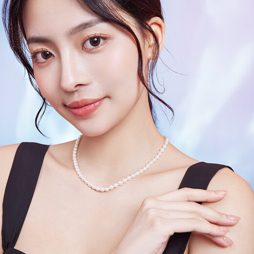 Saturday Fortune S925 Silver Pearl Necklace Girl Birthday Gift X0512047 Rice Pearls 5-6mm 40+3cm