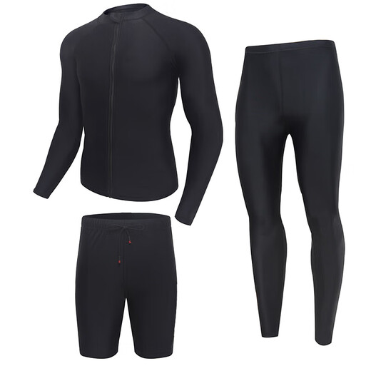 Pauline Pesery one-piece swimsuit men's diving suit quick-drying sunscreen jellyfish suit surfing suit slimming hot spring split swimsuit black zipper single top M