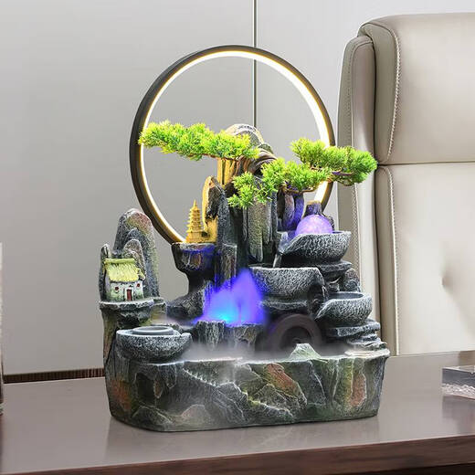 Yonghuan Rockery Fließende Wasserschmuck zirkulieren Wasser rotierender Ball Wohnzimmer Fengshui Rad High Mountain Water View Luftbefeuchter Eröffnungsgeschenk 9930 großer gewöhnlicher Modell