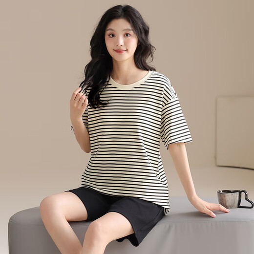 Langsha Sommer-Pyjama für Frauen süße reine Baumwolle dünne Kurzarm-Shorts Frauen zweiteiliger Set 2025 neuer Stil für Outdoor Home CKE-W6173A M
