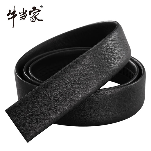 牛当家（cattlesboss）无头皮带真皮不带头自动扣皮带条牛皮裤带带条头层牛皮男士腰带男 黑色DS7027 105cm