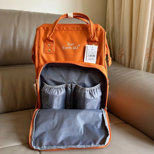 sun earth/u Japanese new multi-functional mother bag mother and baby bag lightweight large capacity mother backpack casual backpack women waterproof orange (20L)
