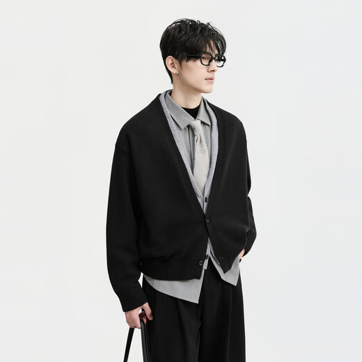 Piaget Zall Lyocell Tencel Wool 25 Autumn and Winter Deep V-neck Fake Two-piece Knitted Cardigan Men's Casual Sweater