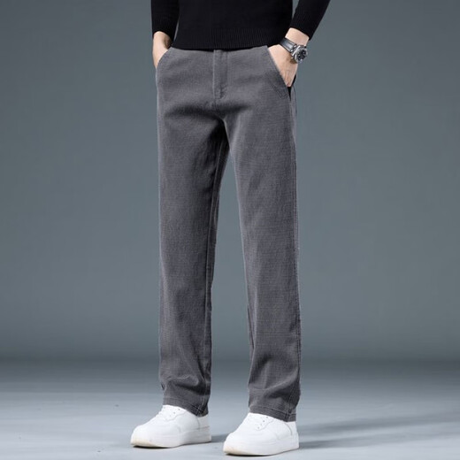 Arbeitshose für Männer gerade lose elastische elastische Hose für Frühlings- und Sommerdünne Casual Hosen für Männer tragen resistente Arbeitshosen WK-K1105 Grau M.