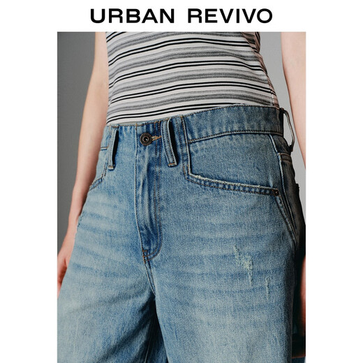 UR2025 Summer NUEVO MUJERES RETRO LANA RETRADA Jeans recortados UWJ850038 Azul 27