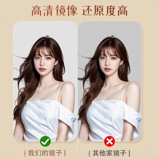 美竹乐中古波浪全身镜落地镜家用壁挂异型高级感穿衣镜卧室网红试衣镜子 胡桃色-无支架 120*40【壁挂款】
