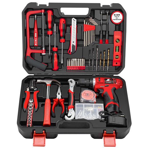 Kraftwell charging electric drill household electric screwdriver rechargeable lithium battery repair hand drill set tool 112 piece 12V lithium battery set P3092A