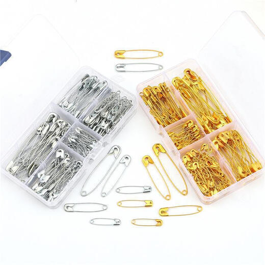Old-fashioned safety pins multi-size brooch materials handmade diy jewelry paper clip tools boxed pins boxed pins gold-150 pcs/box