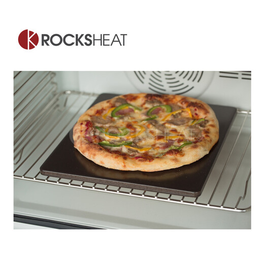 ROCKSHEAT single-sided black ceramic glazed high temperature resistant baking stone slab pizza and European bread oven stone slab 26X28X1.2cm black glazed