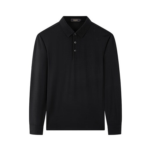Youngor long-sleeved POLO shirt men's wool blended fabric men's POLO shirt soft and comfortable 2025 new style black VLYM519960ACA XL (recommended 150-165Jin Jin equals 0.5kg)