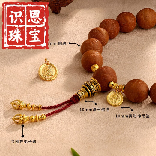 Shien Gu Tai Pure Gold 999 Yellow God of Wealth Pendant Gold Necklace Women's New Pure Gold Pendant Necklace Solid Round Gift 10mm Pure Gold Yellow God of Wealth Pendant About 1.42g