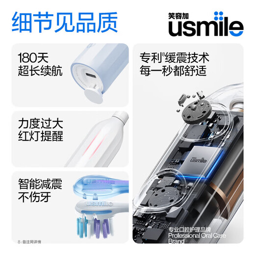 usmile smile plus Y1PRO electric toothbrush [inquiry and enjoy large red envelope] Practical adult voice wave intelligent vibration toothbrush couple give boyfriend and girlfriend birthday gift [save 20 yuan CP package] Y10 blue + Y10 water white