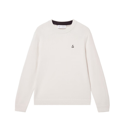 JACK&JONES men's autumn and winter sweaters men's thin sweaters solid color wool sweaters machine washable long-sleeved round neck bottoming shirt C43 satin white XS
