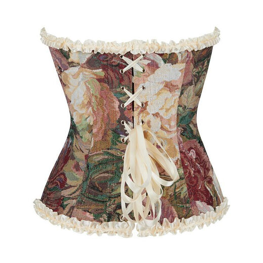 Banfi French fishbone corset lace printed corset tube top for women fish palace corset fishbone shapewear for outer wear multi-color XS recommended waist circumference 65-69 cm