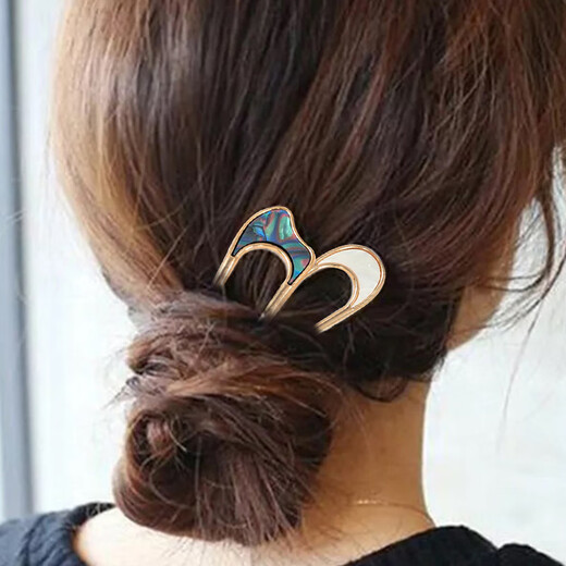 Only double U-shaped hairpin hairpin hairpin simple metal double-pronged hairpin hair comb hair artifact lazy hairpin hairpin silver glossy U-shaped