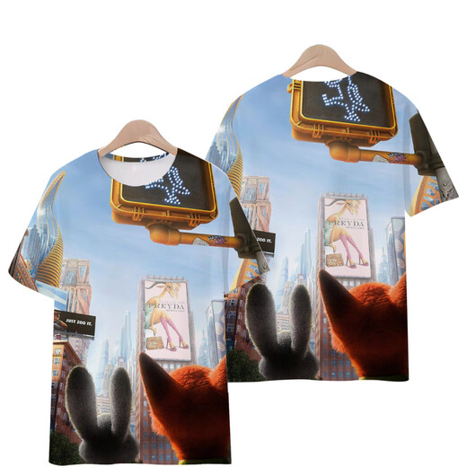 
Giselun Crazy Zootopia T-shirt Foxnik Funny 3D Pattern Top Short Sleeve Fashionable and Ever-Match Print T-shirt T1480 M Children's Clothing Height 110c 25-35Jin [Jin equals 0.5 kg]