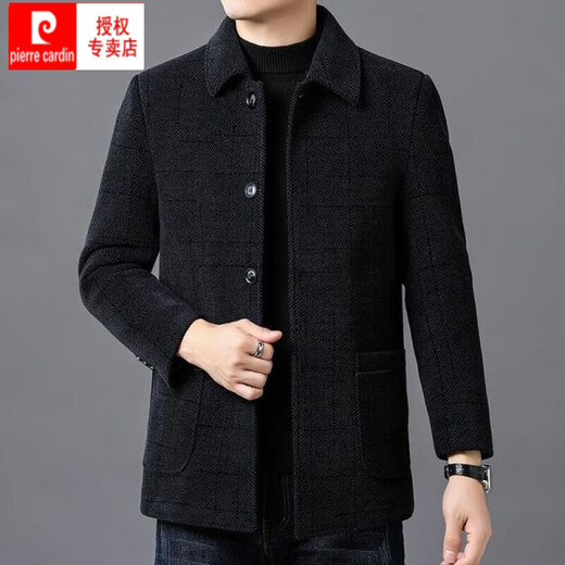 Pierre Cardin Double-sided Sheep Cashmere Coat Men's Winter Thick Middle-aged and Elderly Dad Casual Jacket Men's Woolen Woolen Coat Buttoned Chenille-Coffee Medium Long Style 170/88A