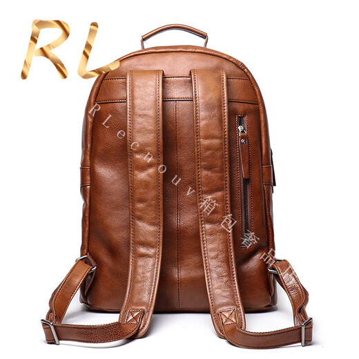 Goldwin RL Light Luxury Brand 2025 New Men's Sacke's Business Head Cowhide Grand Capacité sac à dos Sac de voyage noir Men's Black