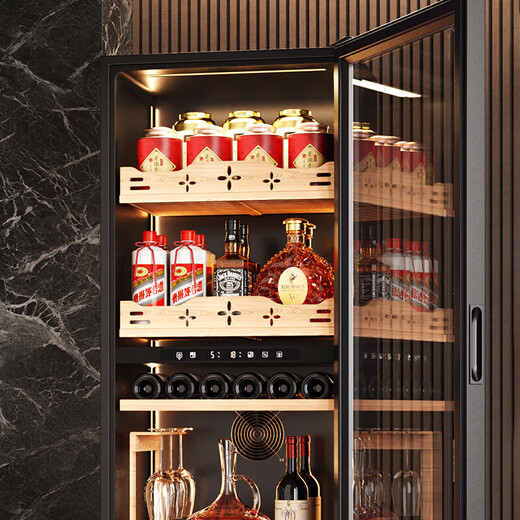 BAIKAILUN red wine cabinet, air-cooled, frost-free, electronic temperature control, single-door, constant temperature wine cabinet, first-class energy efficiency, office home wine tea cabinet, refrigerated refrigerator, thin fresh-keeping cabinet, freezer, fixed frequency, single temperature, multi-functional model, 256L thin model
