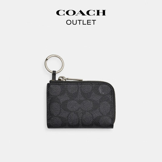 蔻驰（COACH）[]COACH/蔻驰男士经典标志拉链钥匙包挂件包挂520专属 QB_炭黑色_黑色