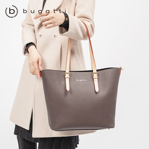 宝加力（bugatti）轻奢女士大容量托特包高级感手提包单肩斜挎通勤女包官方旗舰正品 棕色系