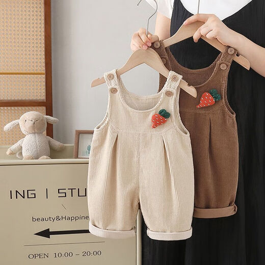 G.DUCKKIDS little yellow duck fashionable girls corduroy overalls children's autumn pants baby girl jumpsuit beige 80 cm openable